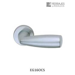 Juego manivela roseta ego cromado satinado 76x99mm