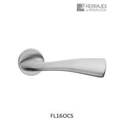 Juego manivela roseta  flue cromado satinado 140x51,5mm