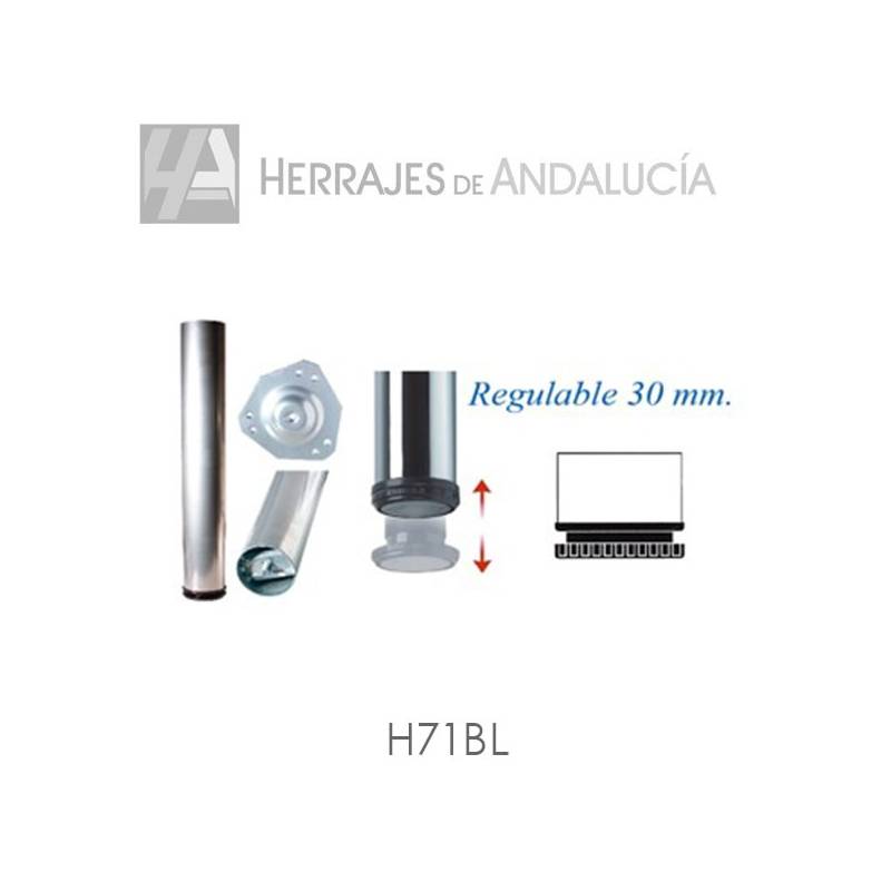 Pata mesa blanca regulable H71 Ø60 – Herrajes de Andalucía