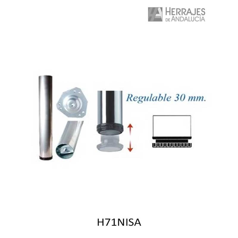 Pata mesa níquel satinado H71 Ø60 – Herrajes de Andalucía