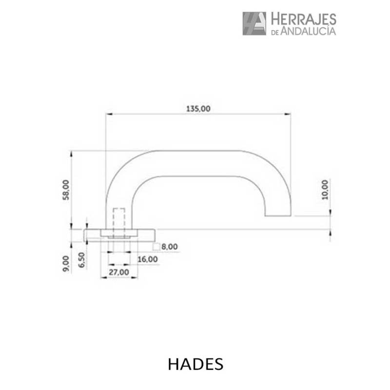 Manilla con roseta acero inoxidable 135x58 mm | Herrajes de Andalucía
