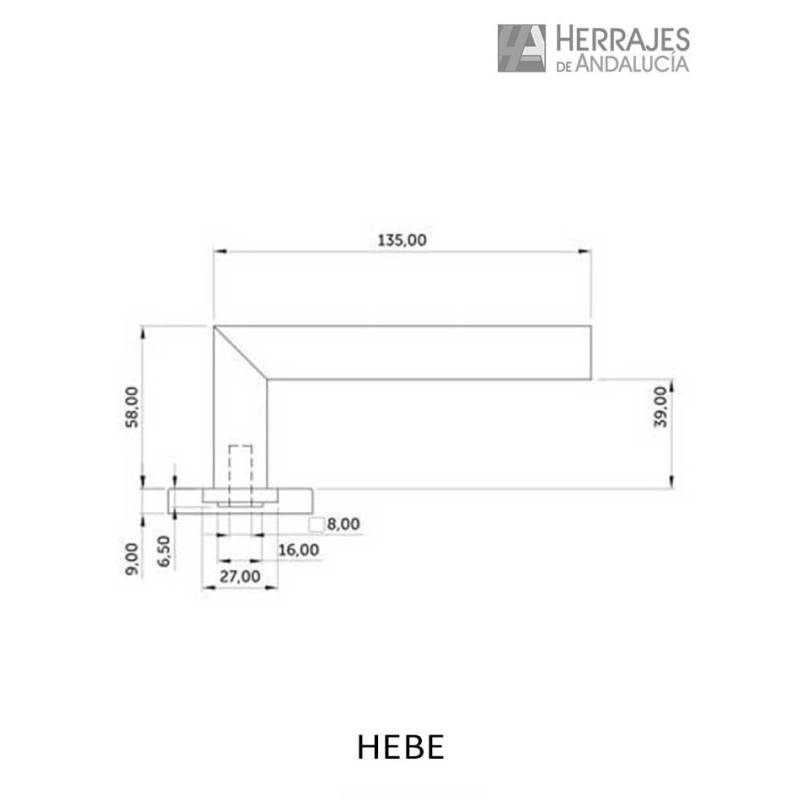 Manivela Hebe con roseta inoxidable | Herrajes de Andalucía