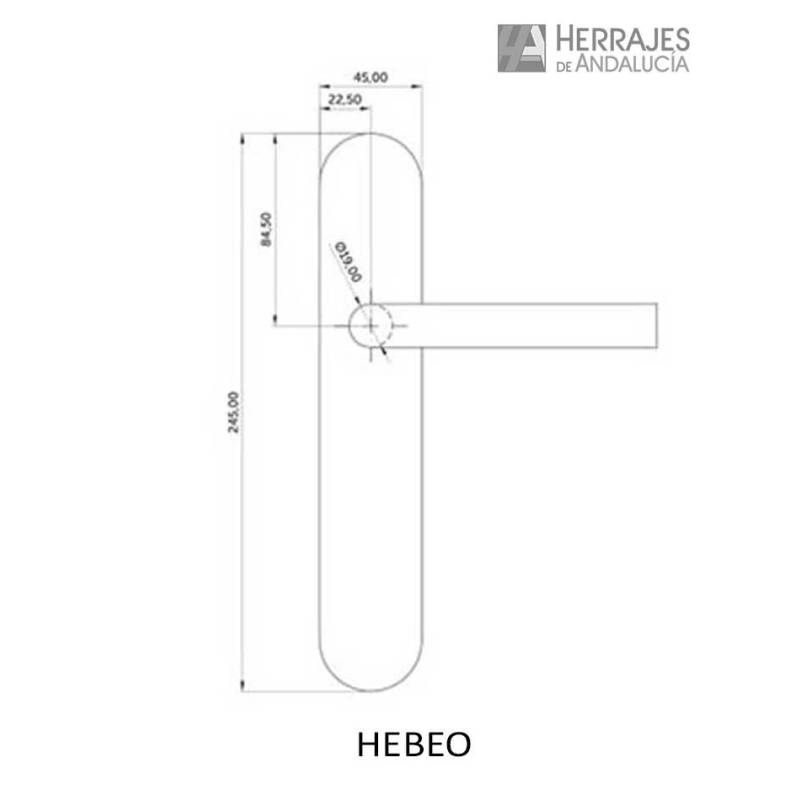 Manilla Hebe con placa inoxidable 245x45mm | Herrajes de Andalucía