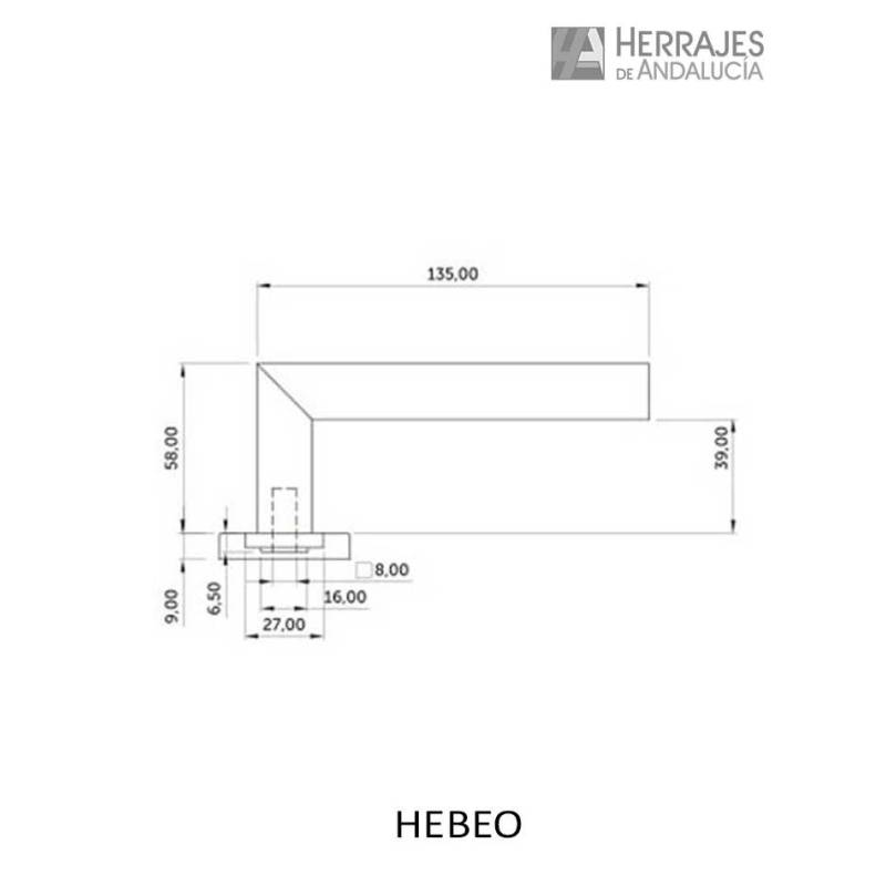 Manilla Hebe con placa inoxidable 245x45mm | Herrajes de Andalucía