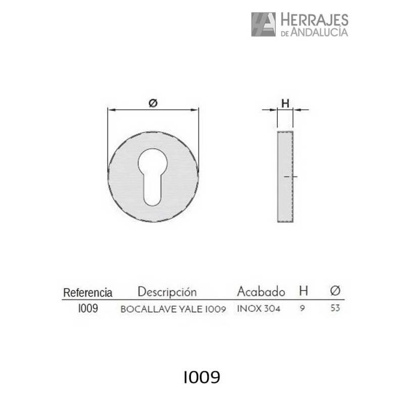 Bocallave Ø53 mm Inoxidable Yale | Herrajes de Andalucía