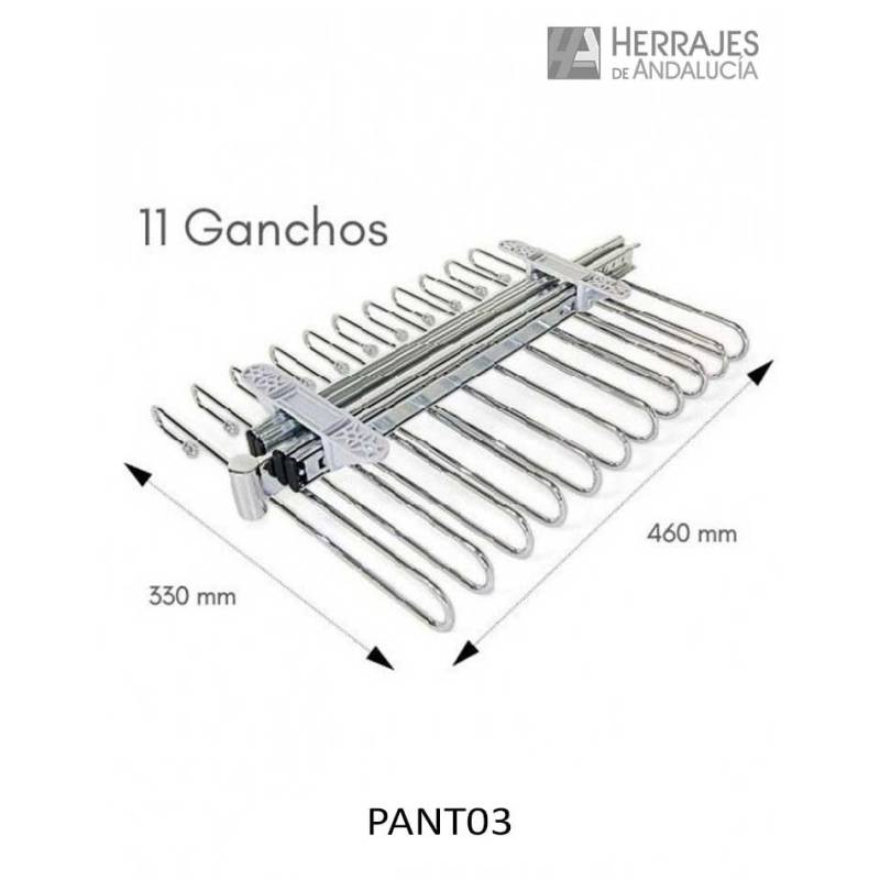 Pantalonero extraíble 11 ganchos cromo | Herrajes de Andalucía