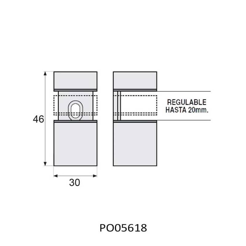 Soporte Pelícano 30x46mm cromo brillo | Herrajes de Andalucía