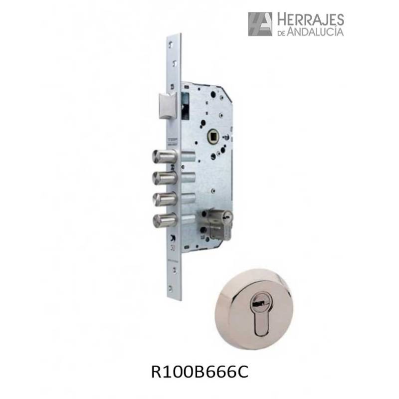 Cerradura de Seguridad Tesa R100B punto 60 cromo mate-Herrajes de Andalucía
