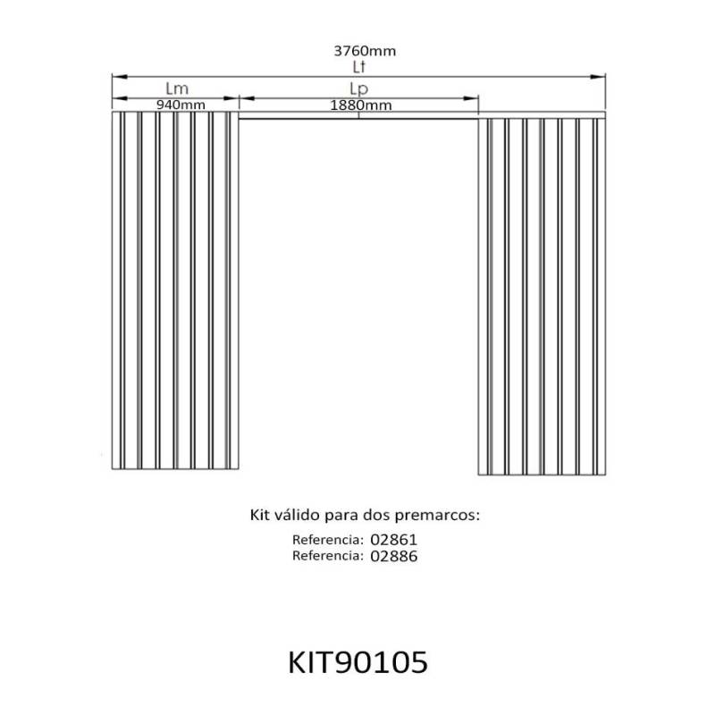 Kit unión premarco yeso / revocado dobles 90x90x105cm | Herrajes de Andalucía