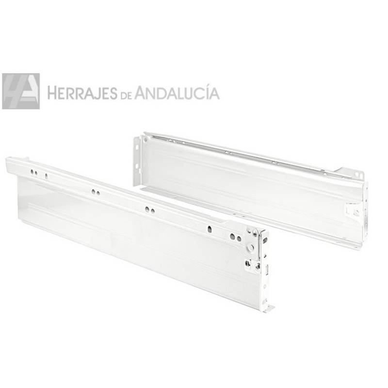 Juego guía cajón metálico blanco 150x45mm-Herrajes de Andalucía