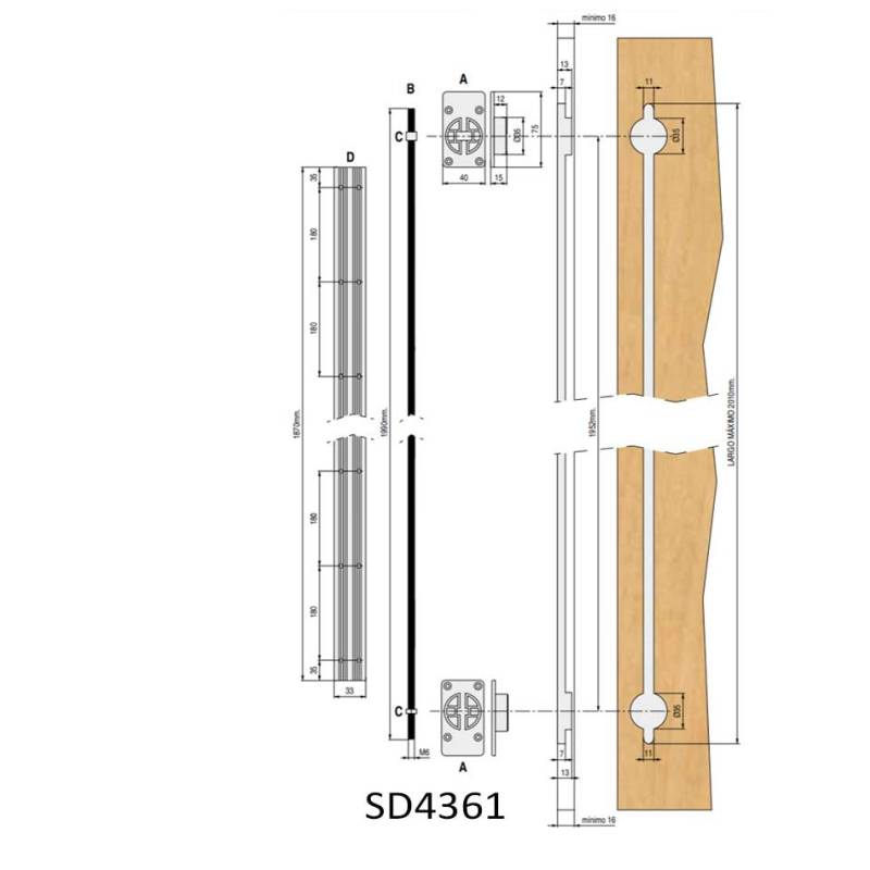 enderezador-aluminio-puerta-2100mm-60kg | Herrajes de Andalucía