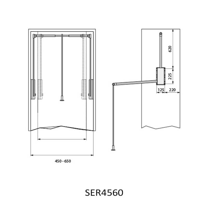 Perchero Abatible 45-60 cm gris | Herrajes de Andalucía