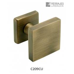 Pomo Puerta fijo C209 62x62 cuero inglés | Herrajes de Andalucía