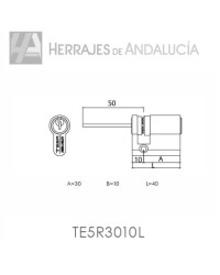 Cilindro antipanico serreta tesa t5 serie 2030 30x10mm laton