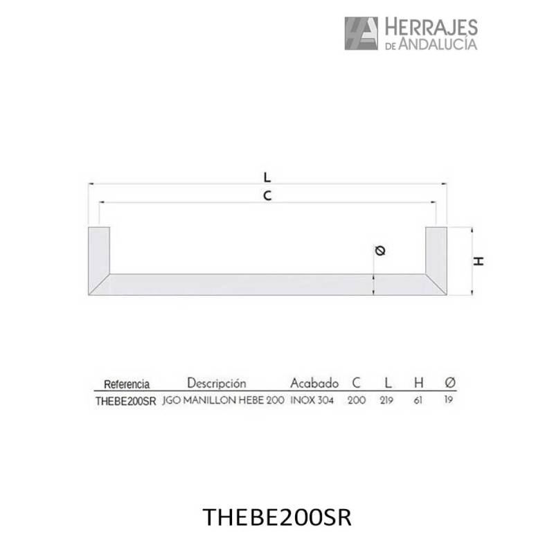 Manillón Thebe Inoxidable 200 mm | Herrajes de Andalucía