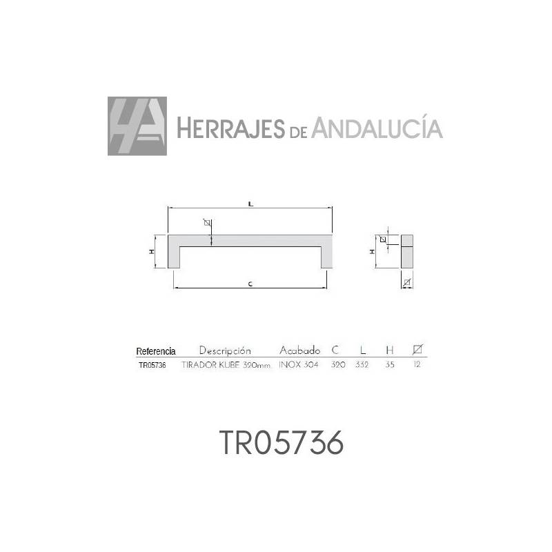 Tirador KUBE Mueble 332mm | Herrajes de Andalucía