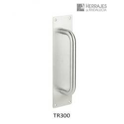 Manillon con placa acero inoxidable aisi-304 tirador redondo 300x80x1,5mm