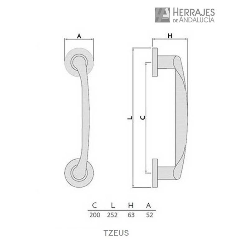Manillón puerta con roseta Zeus-Herrajes de Andalucía