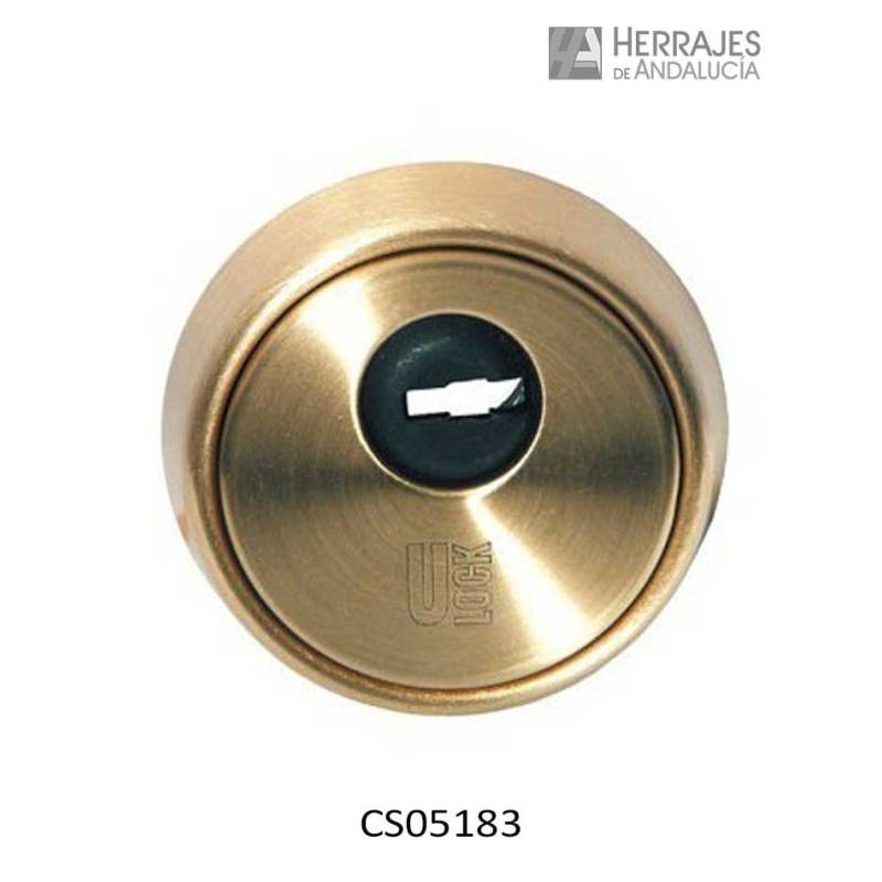 Escudo cerrado de seguridad latón satinado 62 mm – Herrajes de Andalucía