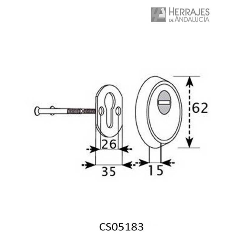 Escudo cerrado de seguridad latón satinado 62 mm – Herrajes de Andalucía
