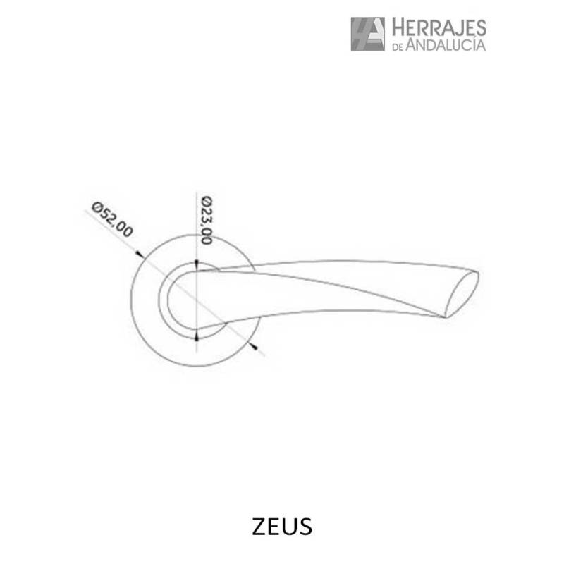 Manivela con roseta ZEUS Inox AISI-304 123x52mm | Herrajes de Andalucía