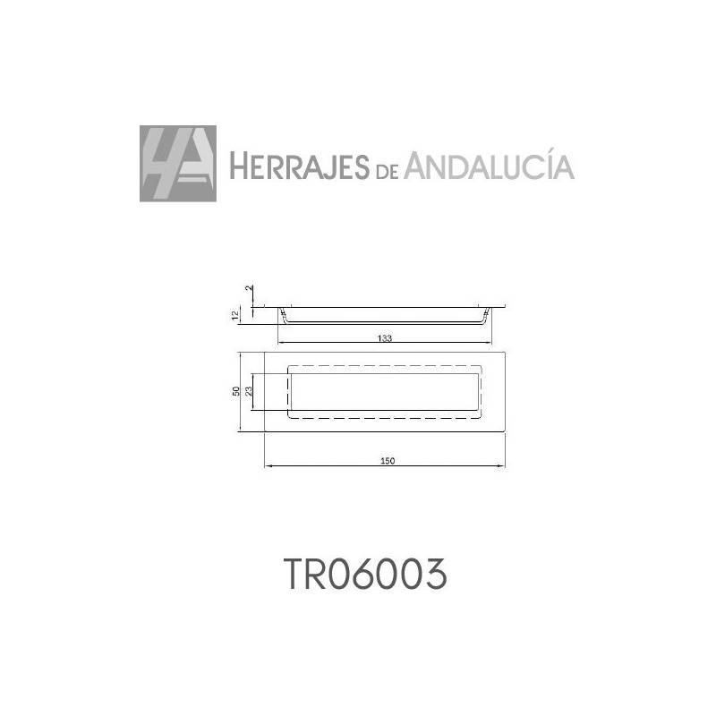 Tirador Embutir Rectangular 150x50 mm | Herrajes de Andalucía