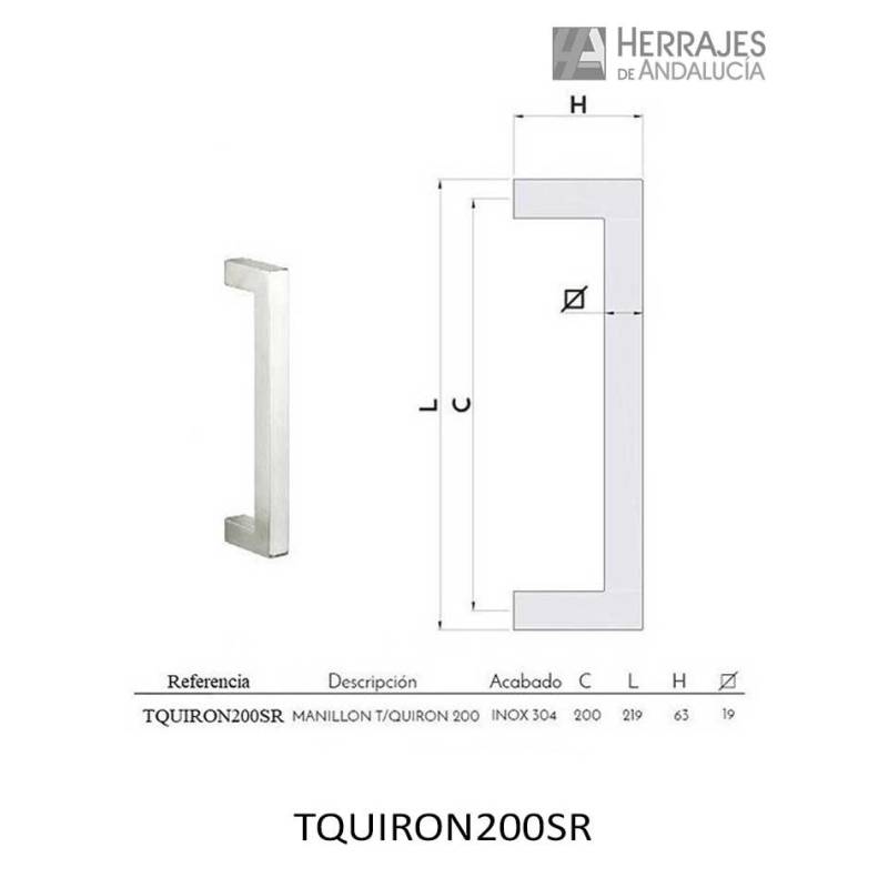 Manillón cuadrado 200mm-Herrajes de Andalucía