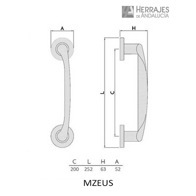 Manillón Inther Niquelado Satinado 252 mm | Herrajes de Andalucía