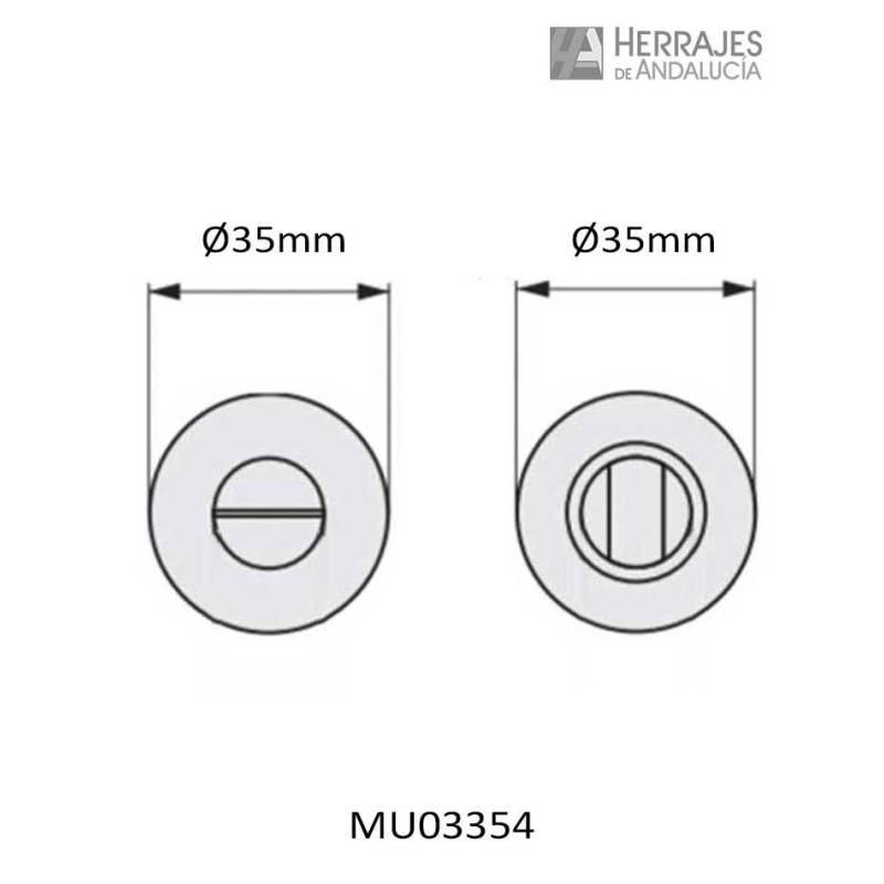 Muletilla con roseta 35 mm níquel satinado | Herrajes de Andalucía