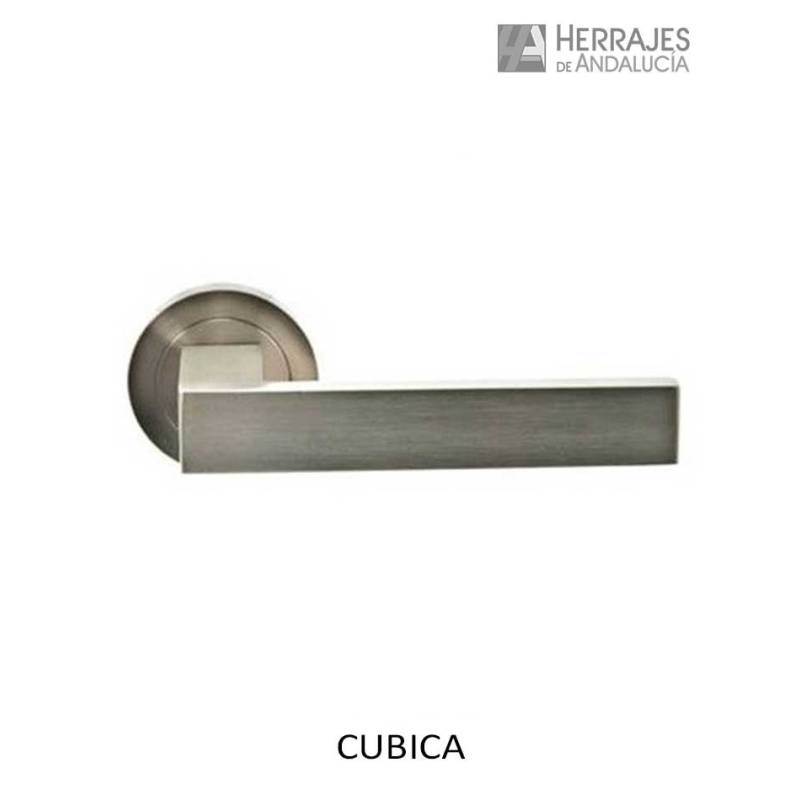 Juego Manillas Para Puerta Aluminio Placa/Níquel Satinado