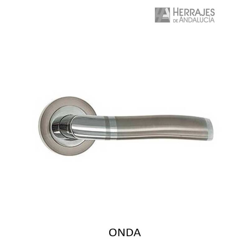 Manivela Onda bicolor níquel y cromo | Herrajes de Andalucía