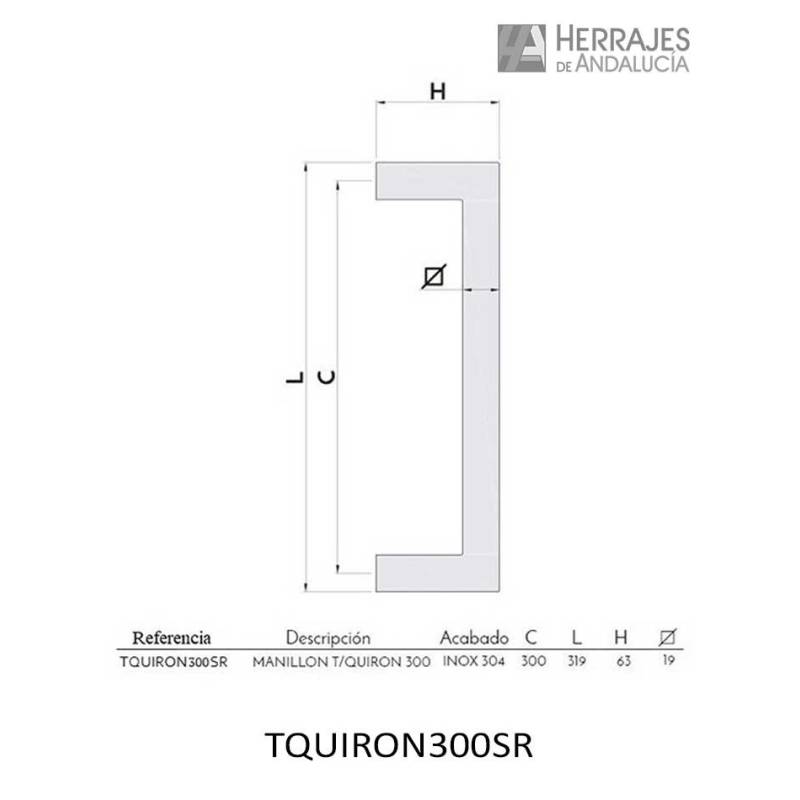 Manillón Quirón Inox 304 300 mm | Herrajes de Andalucía