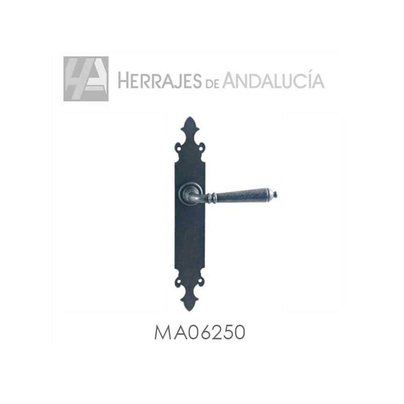 Juego Manivela Hierro Forjado Plata Vieja 275x42 mm | Herrajes de Andalucía