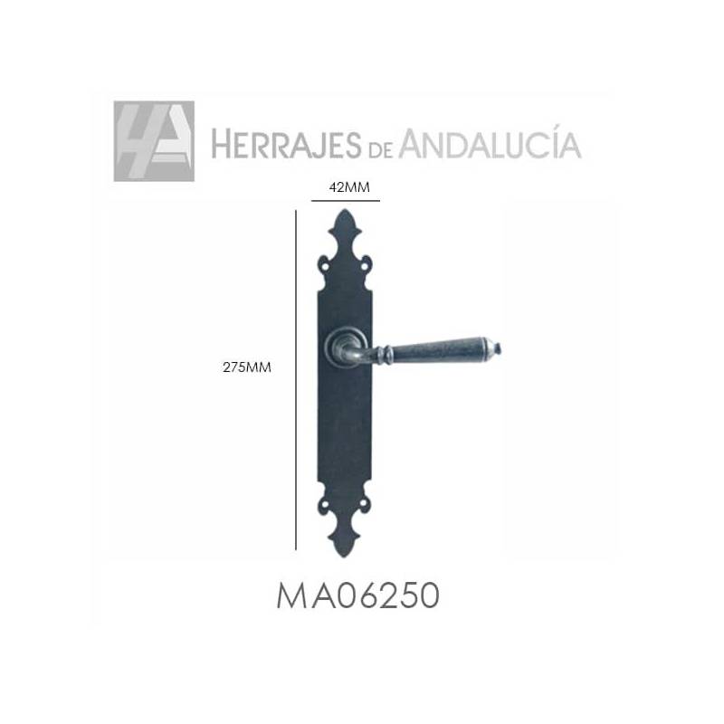 Juego Manivela Hierro Forjado Plata Vieja 275x42 mm | Herrajes de Andalucía