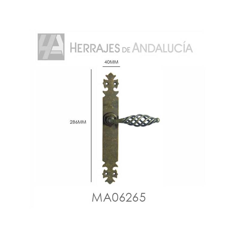 Juego Manivela Farolillo Rústico Envejecido 286x40 mm | Herrajes de Andalucía