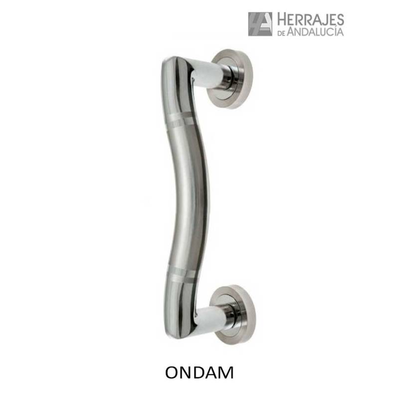 Manillón con roseta de Zamak de 260mm níquel satinado-Herrajes de Andalucía