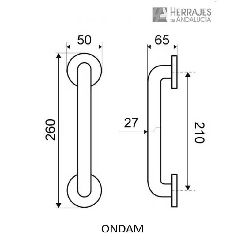 Manillón con roseta de Zamak de 260mm níquel satinado-Herrajes de Andalucía