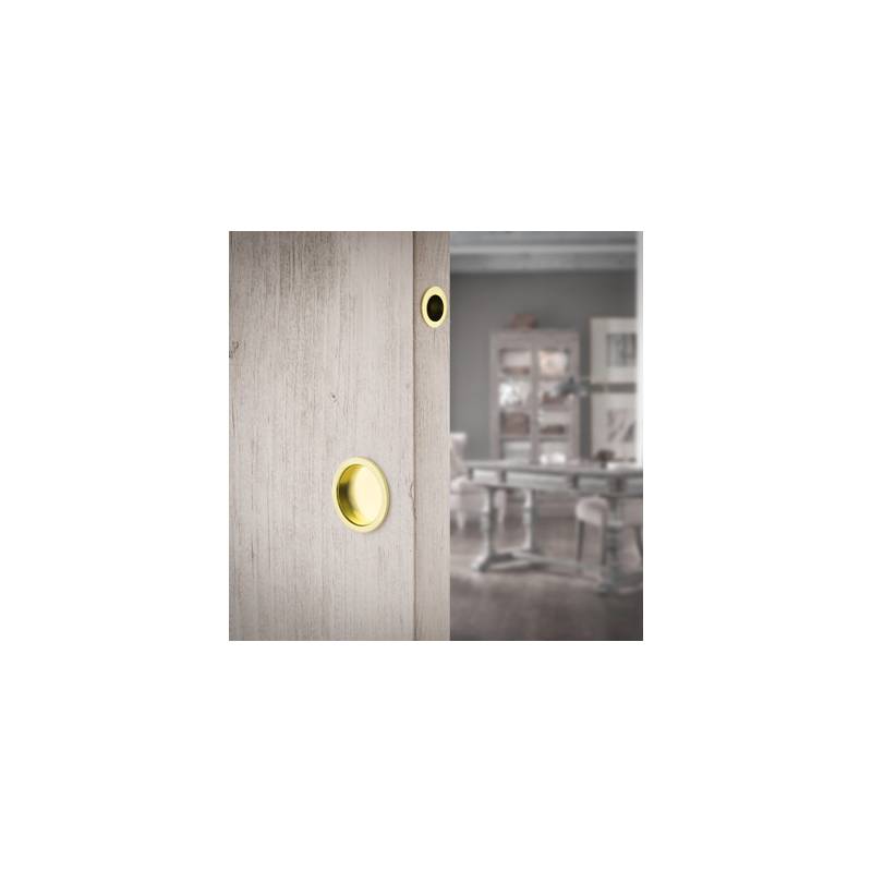 Kit puerta corredera cazoleta + dedal latón pulido-Herrajes de Andalucía
