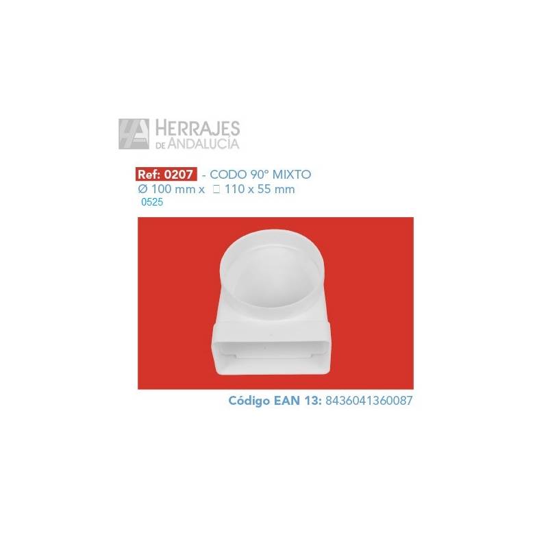 Codo Mixto 90º Blanco Ø100-110x55 | Herrajes de Andalucía