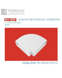 Codo rectangular horizontal 90º