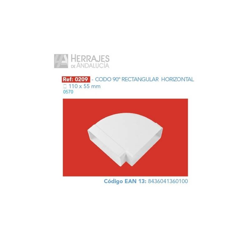 Codo 90º Rectangular Blanco Ventilación | Herrajes de Andalucía