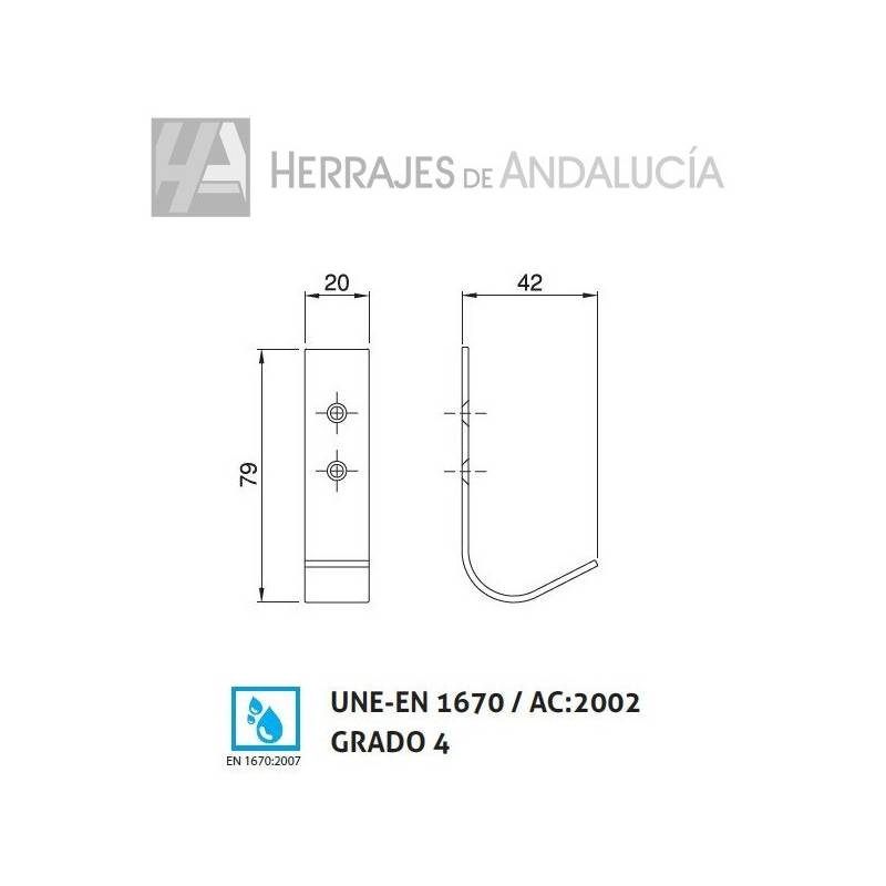 Percha Simple 70×42mm Cabina Sanitaria | Herrajes de Andalucía