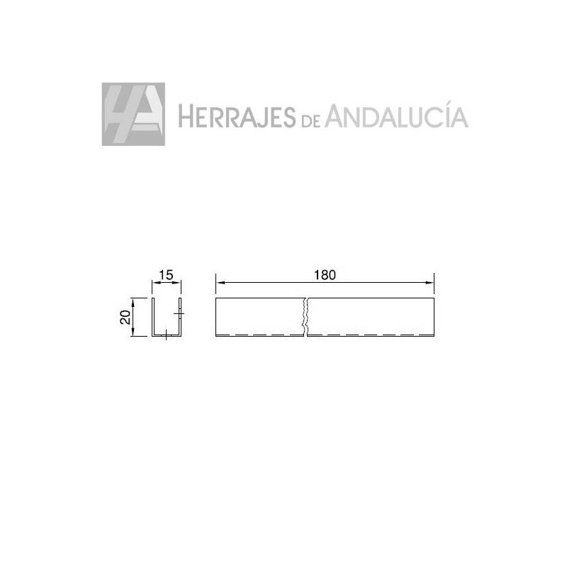 Perfil forma "U" para cabinas sanitarias-Herrajes de Andalucía
