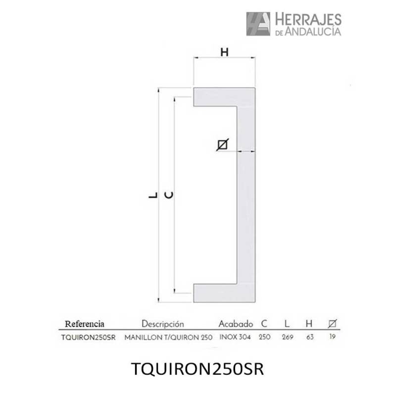 Manillón Quirón Inox 304 250 mm | Herrajes de Andalucía
