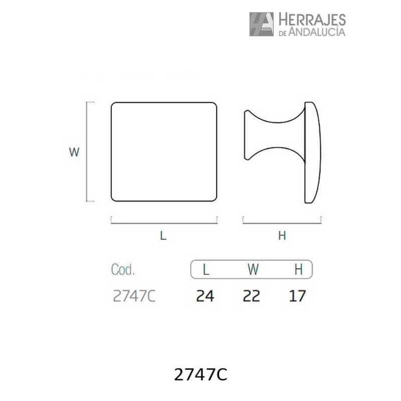 Pomo Mueble Mesita de Noche 24x22 mm Cuero Mate | Herrajes de Andalucía