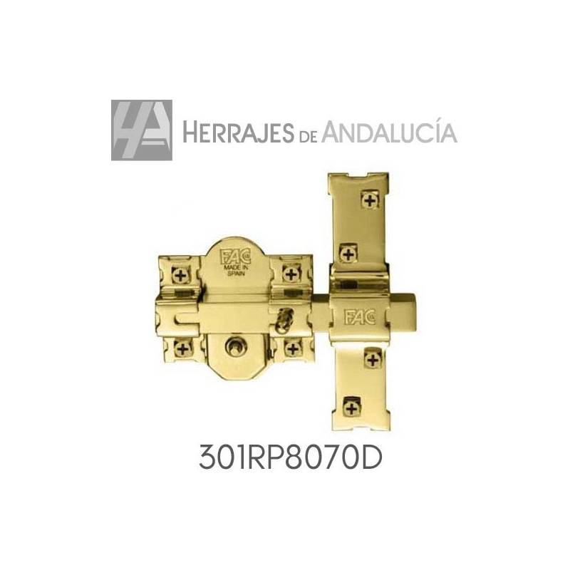 Cerrojo Seguridad FAC 301RP/80 dorado 70mm | Herrajes de Andalucía