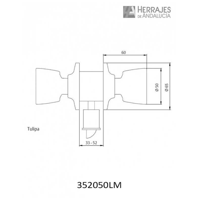 Pomo TESA 3520/50 latón mate | Herrajes de Andalucía