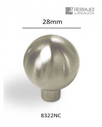 Pomo esfera de metal niquelado cepillado 28mm