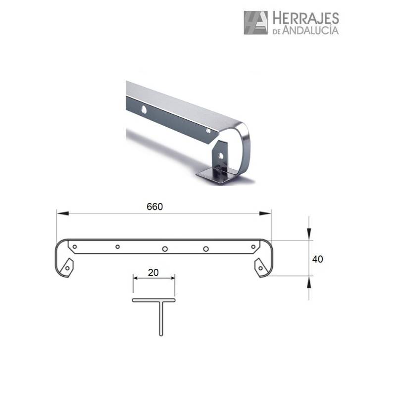 Prolongación encimera esquina cromo 600 mm | Herrajes de Andalucía