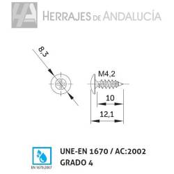 Tornillo Bisagra Cabina Sanitaria 10x4,2 Inox | Herrajes de Andalucía